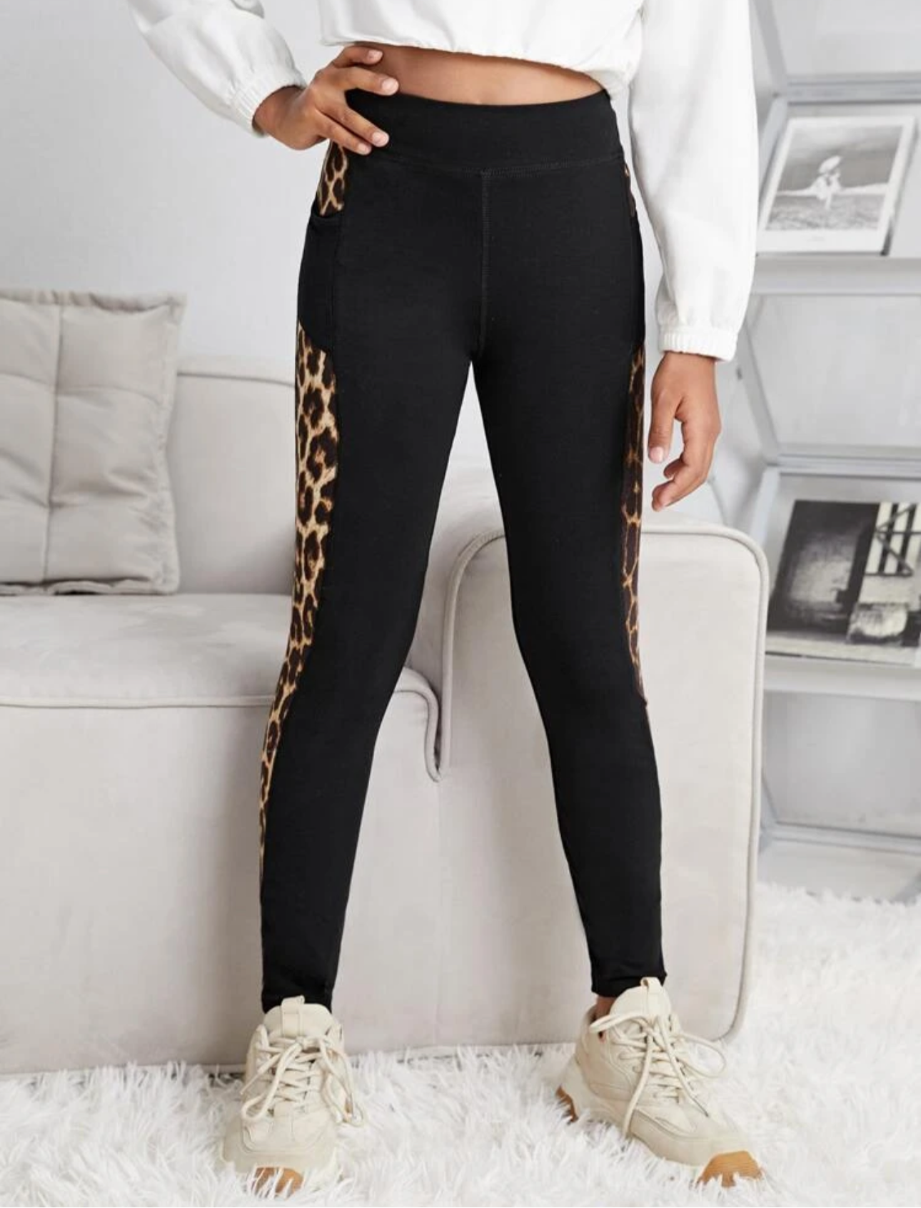 Shein Leopard Print Leggings With Phone Pocket