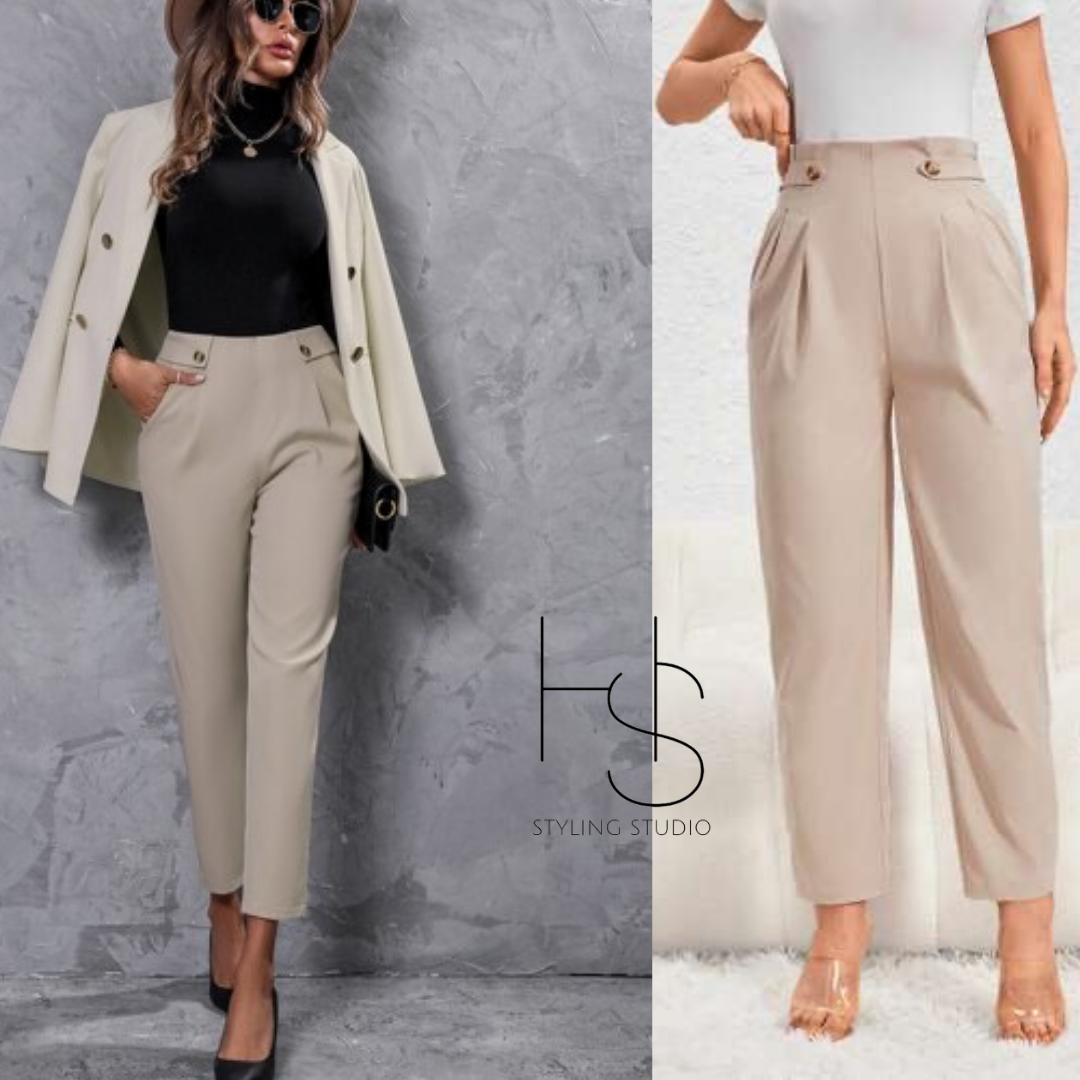 Shein High Waist Button Wide Leg Pants