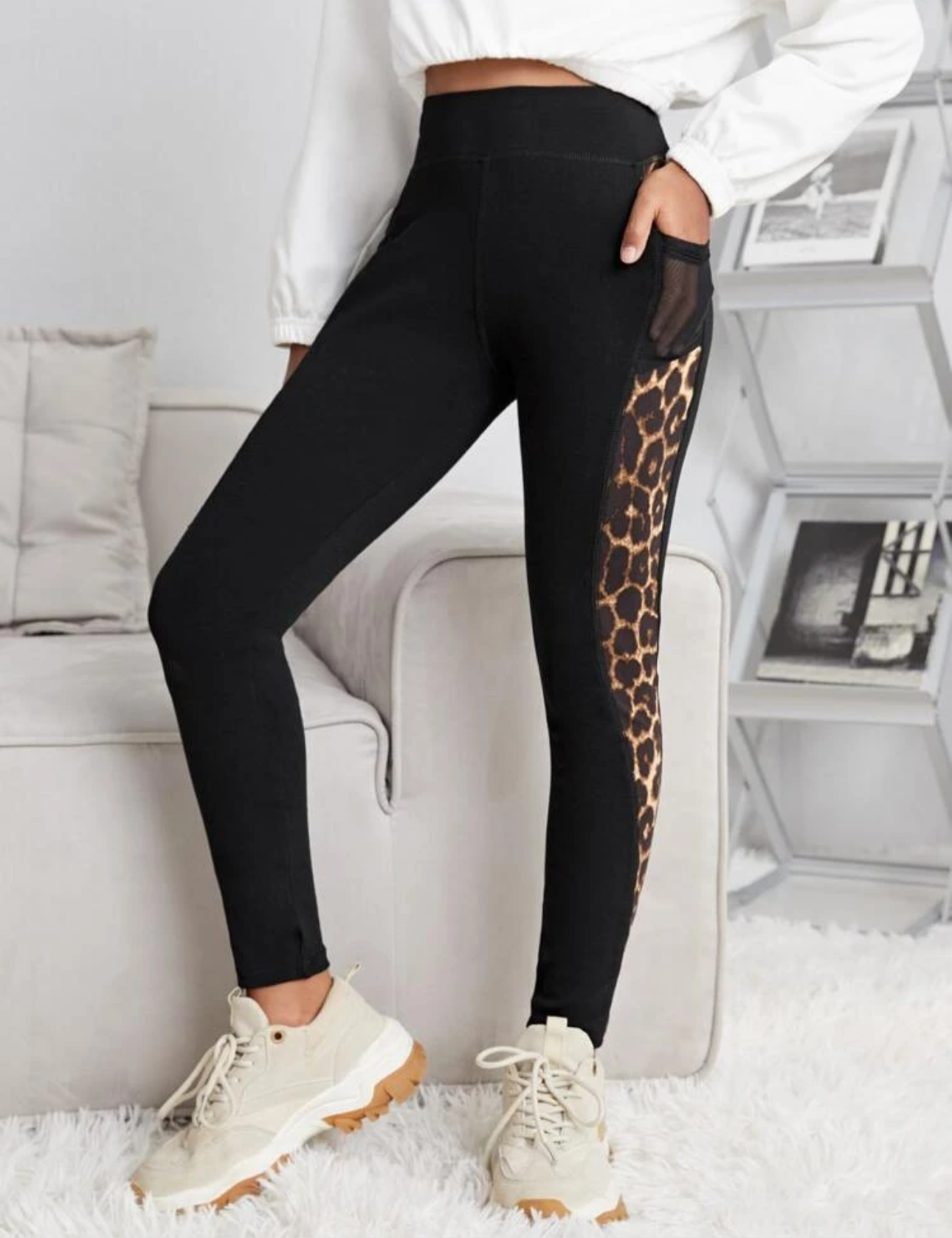 Shein Leopard Print Leggings With Phone Pocket