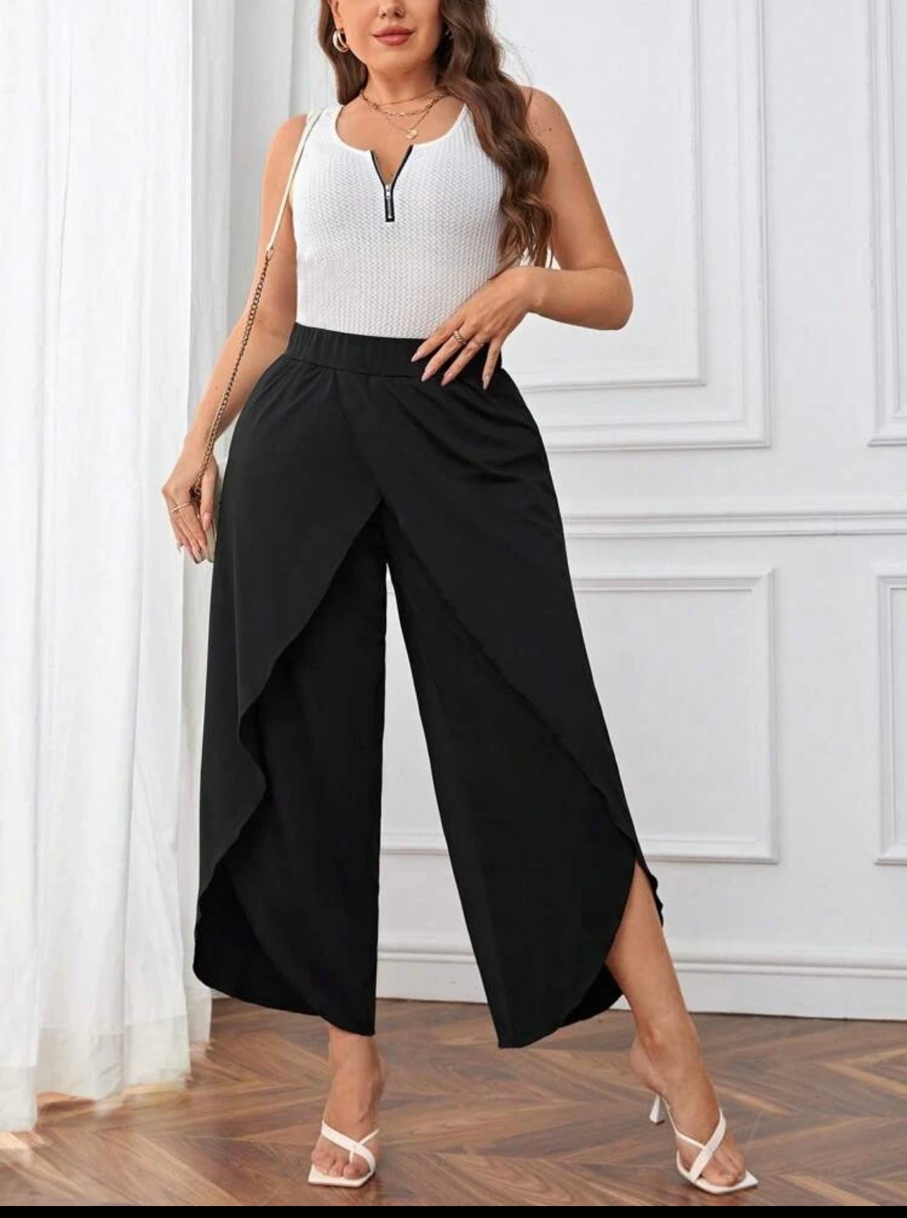 Shein Plus Size Wrap Hem Leg Pants