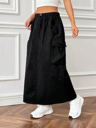 Shein Flap Pocket Parachute Skirt