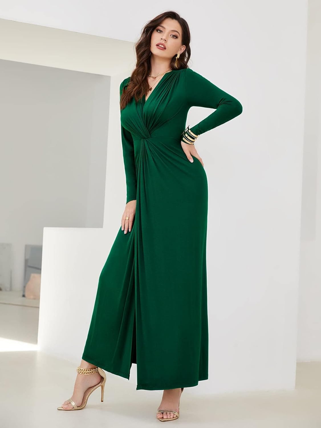 Shein Solid Twist Front Longline Dress