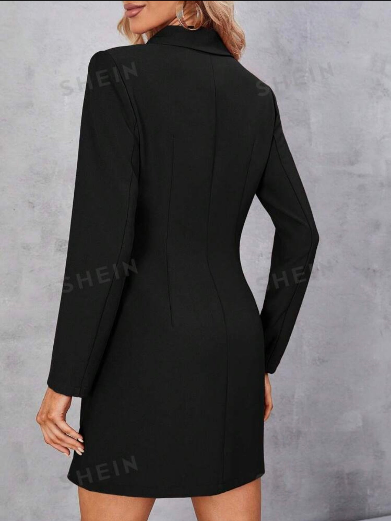 Shein Lapel Neck Knot Side Wrap Blazer Dress