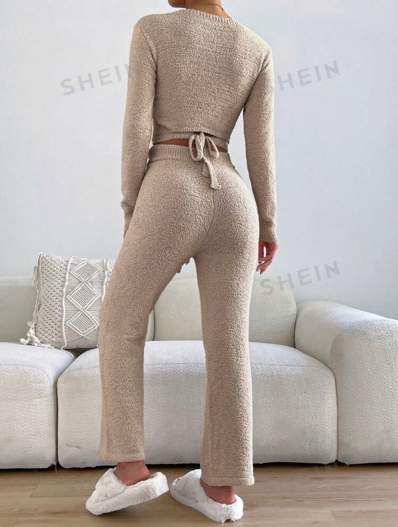 Shein Surplice Neck Sweater & Drawstring Knit Pants