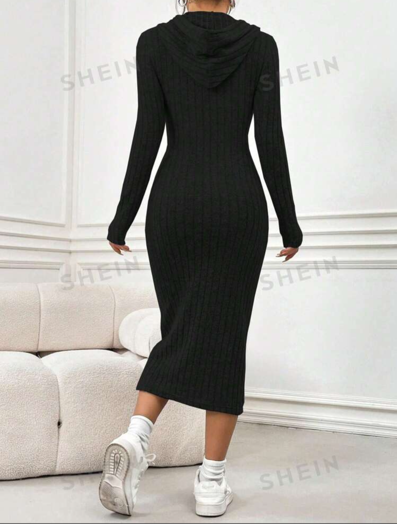 Shein Solid Color Long Sleeve Maxi Dress