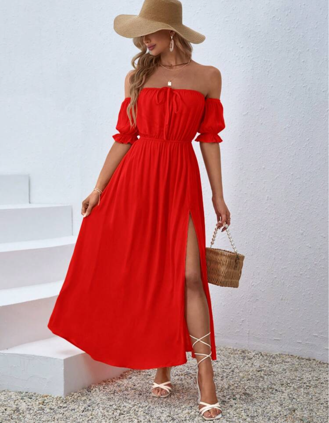 Shein VCAY-OFF Shoulder Split Thigh Dress