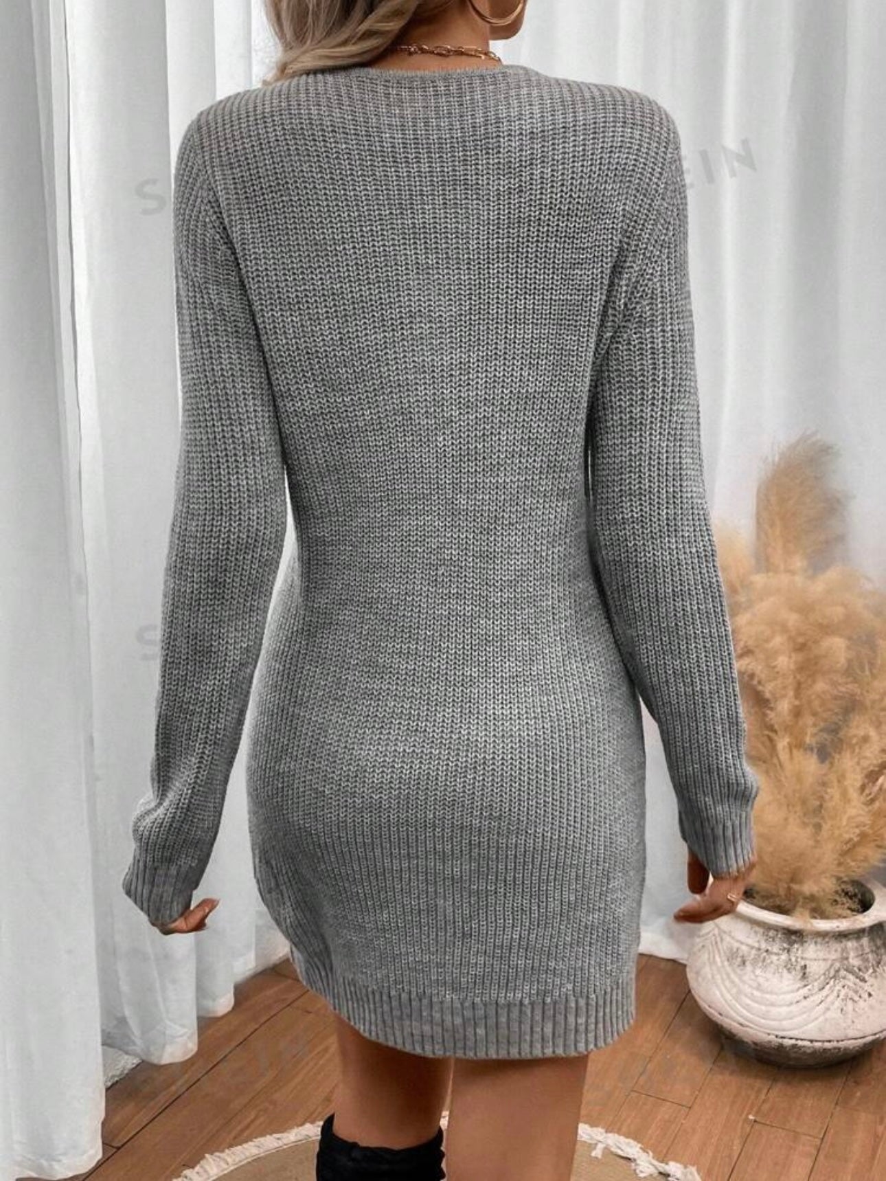 Shein Quarter Zip do Cable Knit Sweater Dress