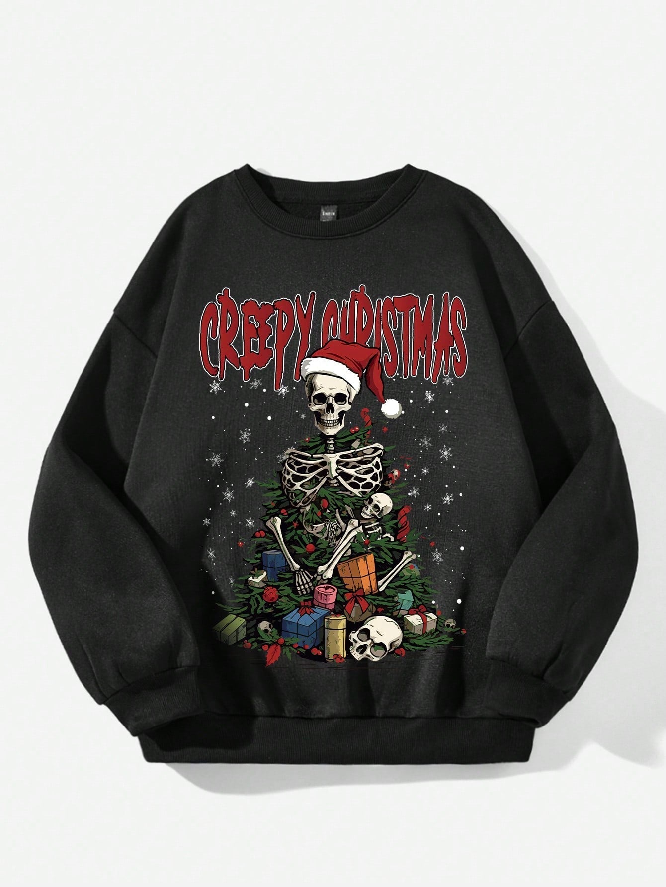 Shein Christmas Skeleton Print Drop Shoulder Sweatshirt