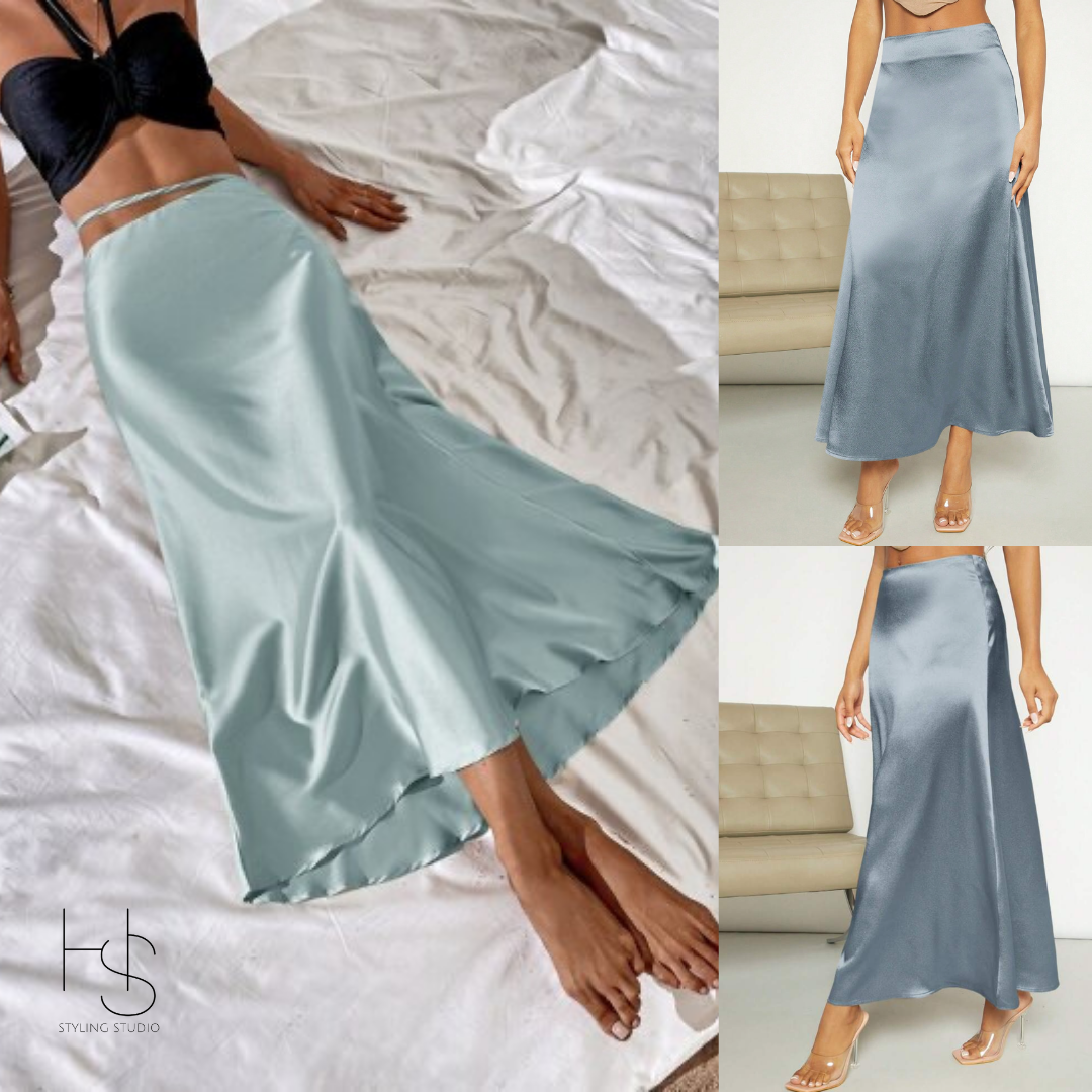 Shein Women’s Solid Color Satin Long Summer Skirt